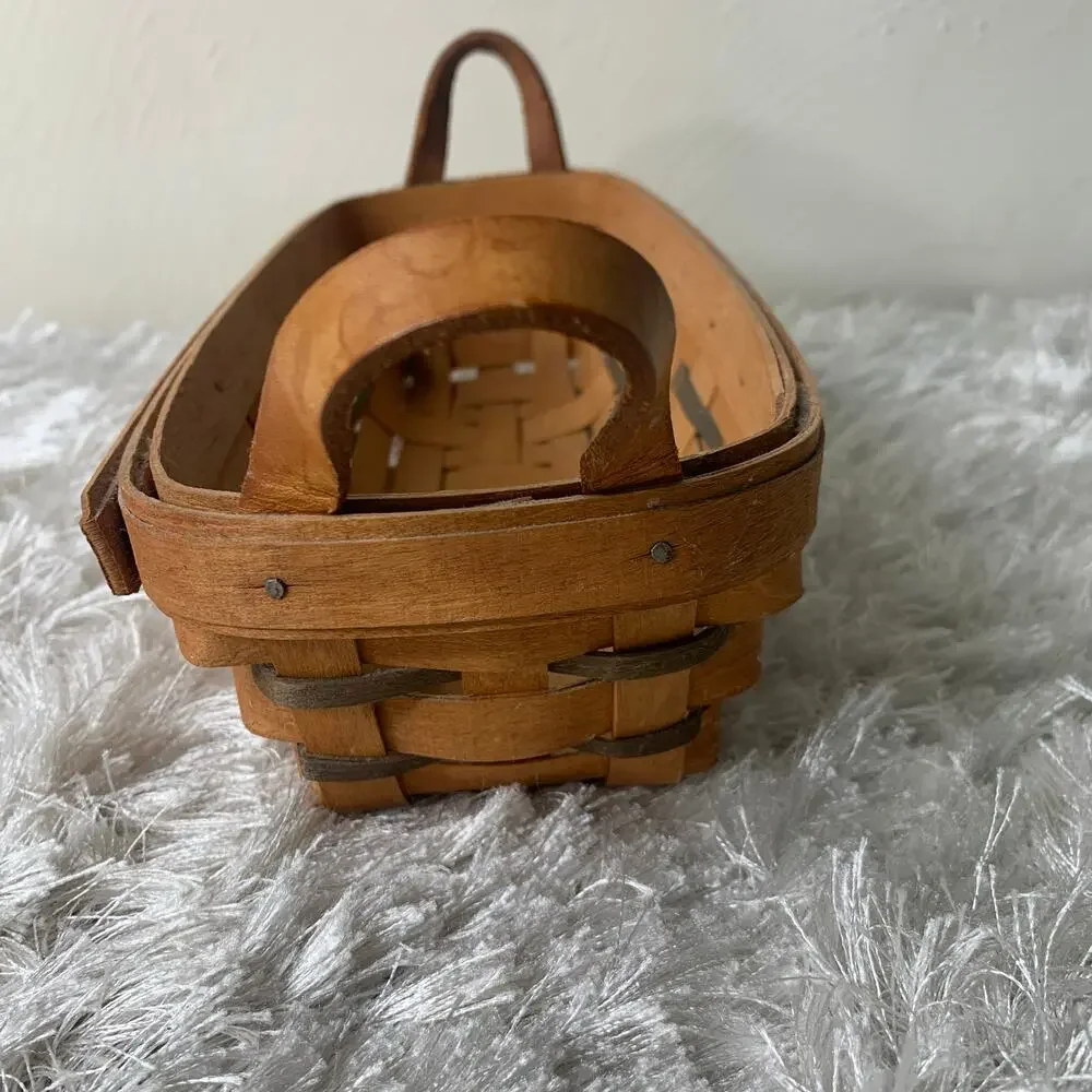 VTG Longaberger 1992 Heartland Bakery Cracker Basket Leather Handles NO Liner